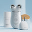 NDface skincare device and products on a light blue background