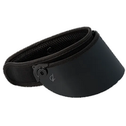 Black visor with a brand logo on a white background