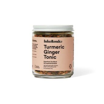 Jar of Lake & Oak Turmeric Ginger Tonic on a white background