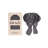 Adjustable Oversized Satin Bonnet (Charcoal)