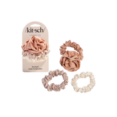 Rosette Ruched Satin Scrunchies (3 Pack)